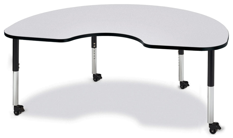 Berries® Kidney Activity Table - 48" X 72", Mobile - Freckled Gray/Black/Black