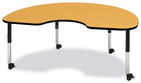 Berries® Kidney Activity Table - 48" X 72", Mobile - Oak/Black/Black