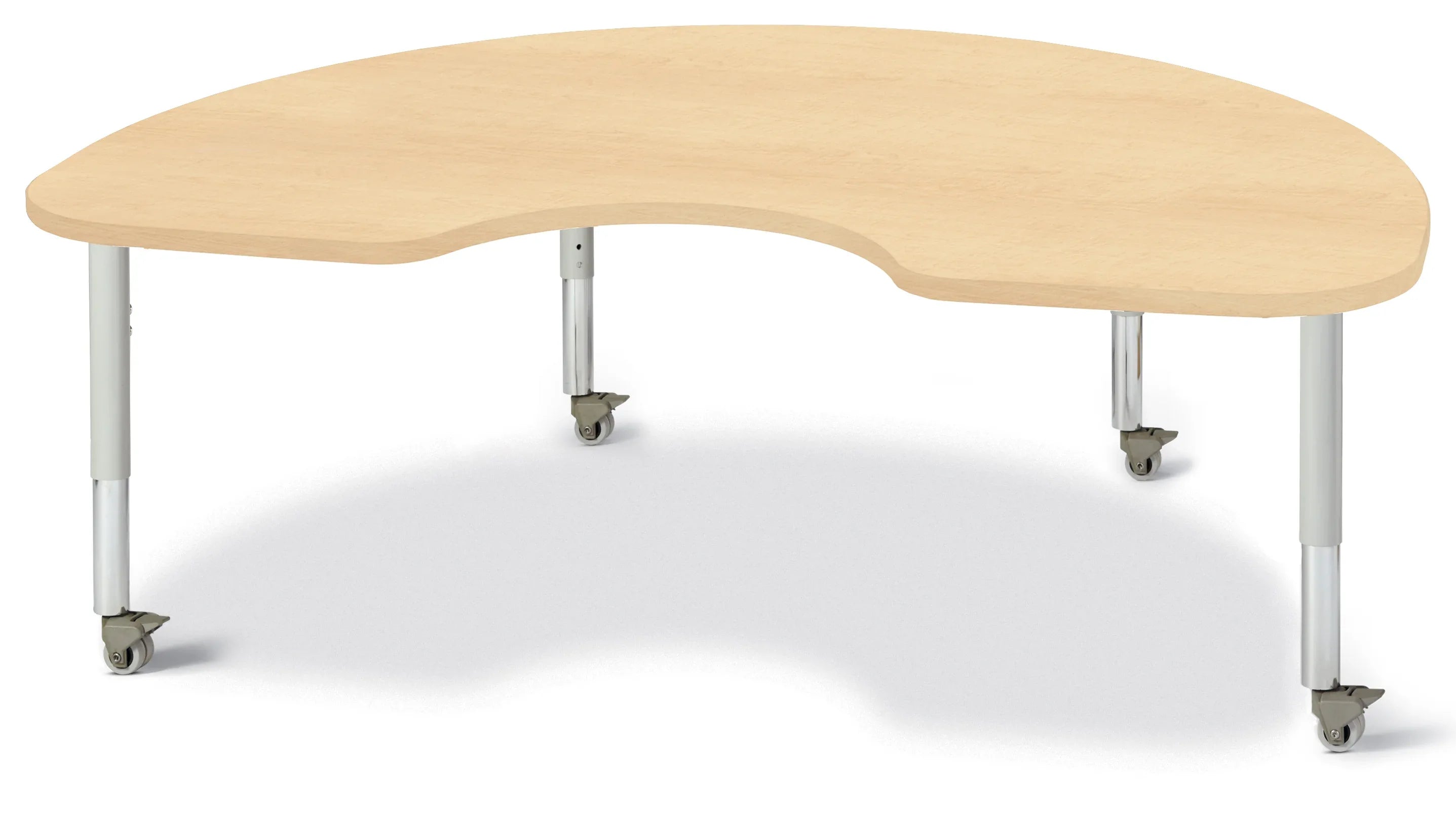 Berries® Kidney Activity Table - 48" X 72", Mobile - Maple/Maple/Gray