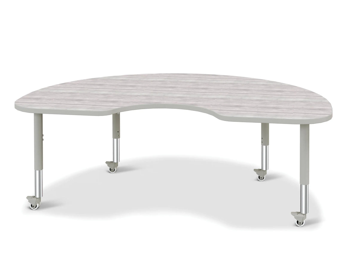Berries® Kidney Activity Table - 48" X 72", Mobile - Driftwood Gray/Gray/Gray