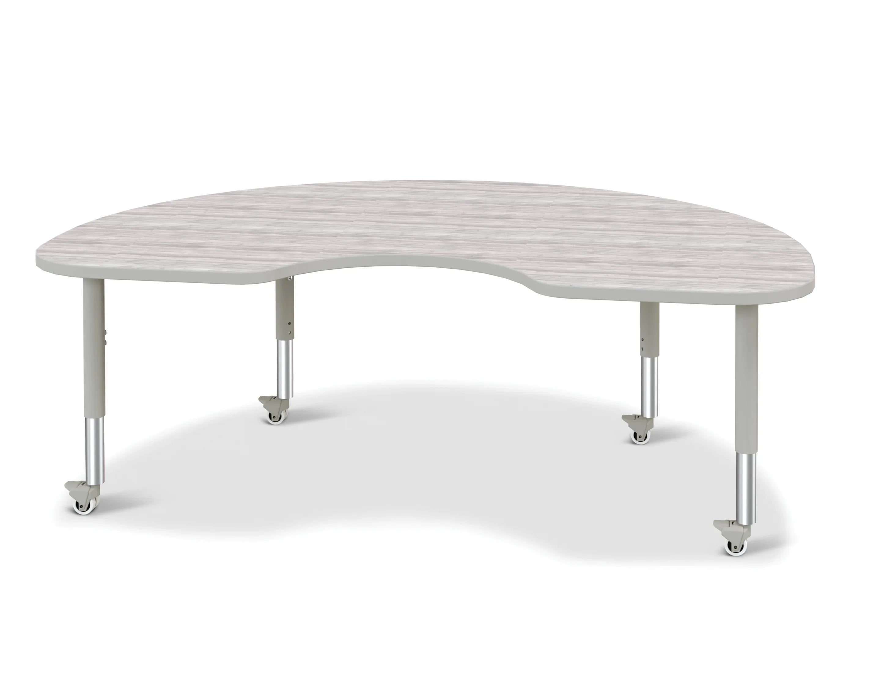 Berries® Kidney Activity Table - 48" X 72", Mobile - Driftwood Gray/Gray/Gray