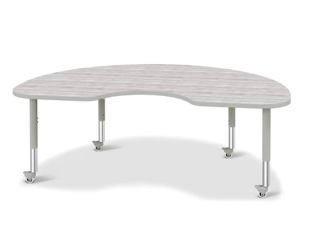 Berries® Kidney Activity Table - 48" X 72", Mobile - Driftwood Gray/Gray/Gray