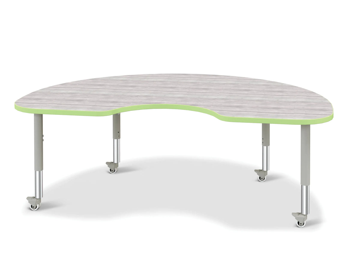 Berries® Kidney Activity Table - 48" X 72", Mobile - Driftwood Gray/Key Lime/Gray