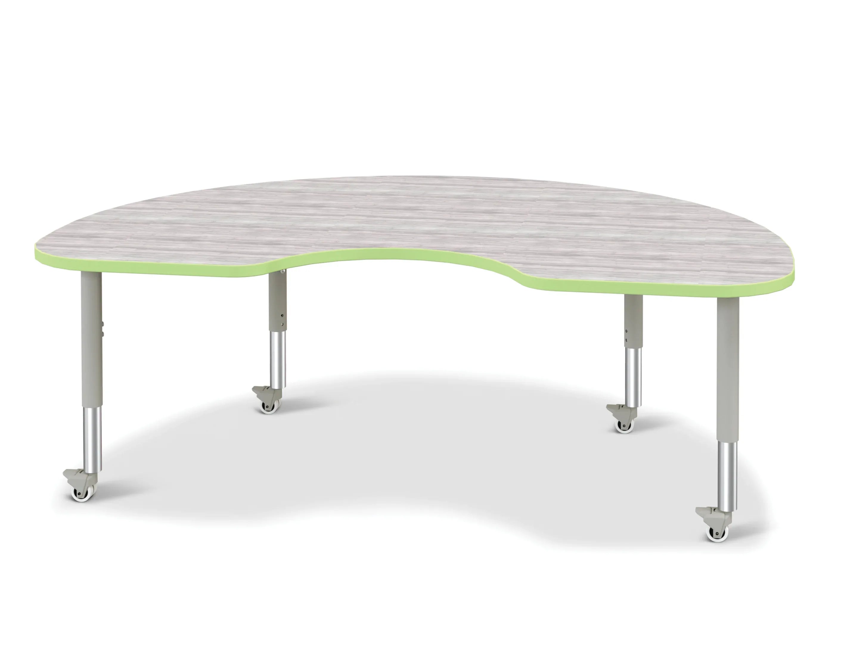 Berries® Kidney Activity Table - 48" X 72", Mobile - Driftwood Gray/Key Lime/Gray