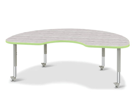 Berries® Kidney Activity Table - 48" X 72", Mobile - Driftwood Gray/Key Lime/Gray