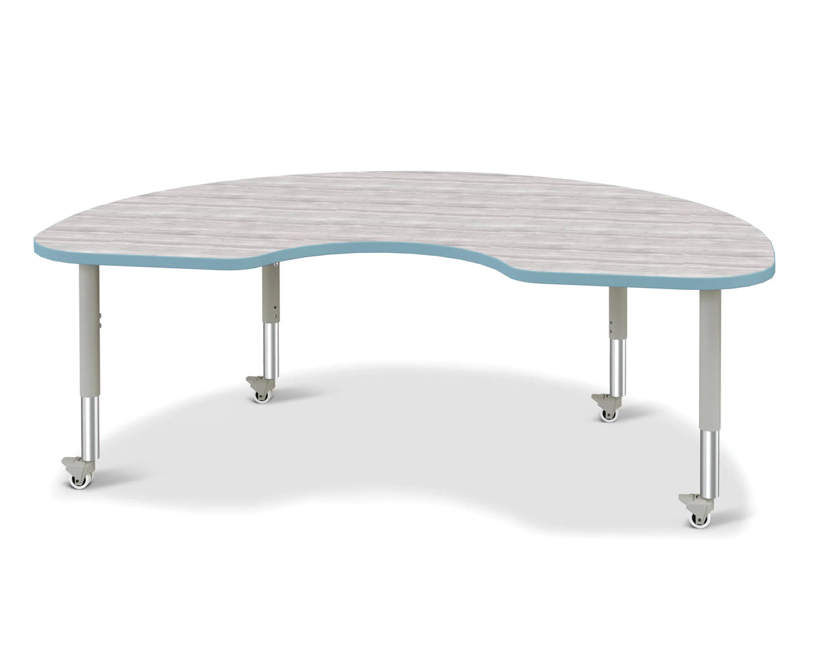 Berries® Kidney Activity Table - 48" X 72", Mobile - Driftwood Gray/Coastal Blue/Gray