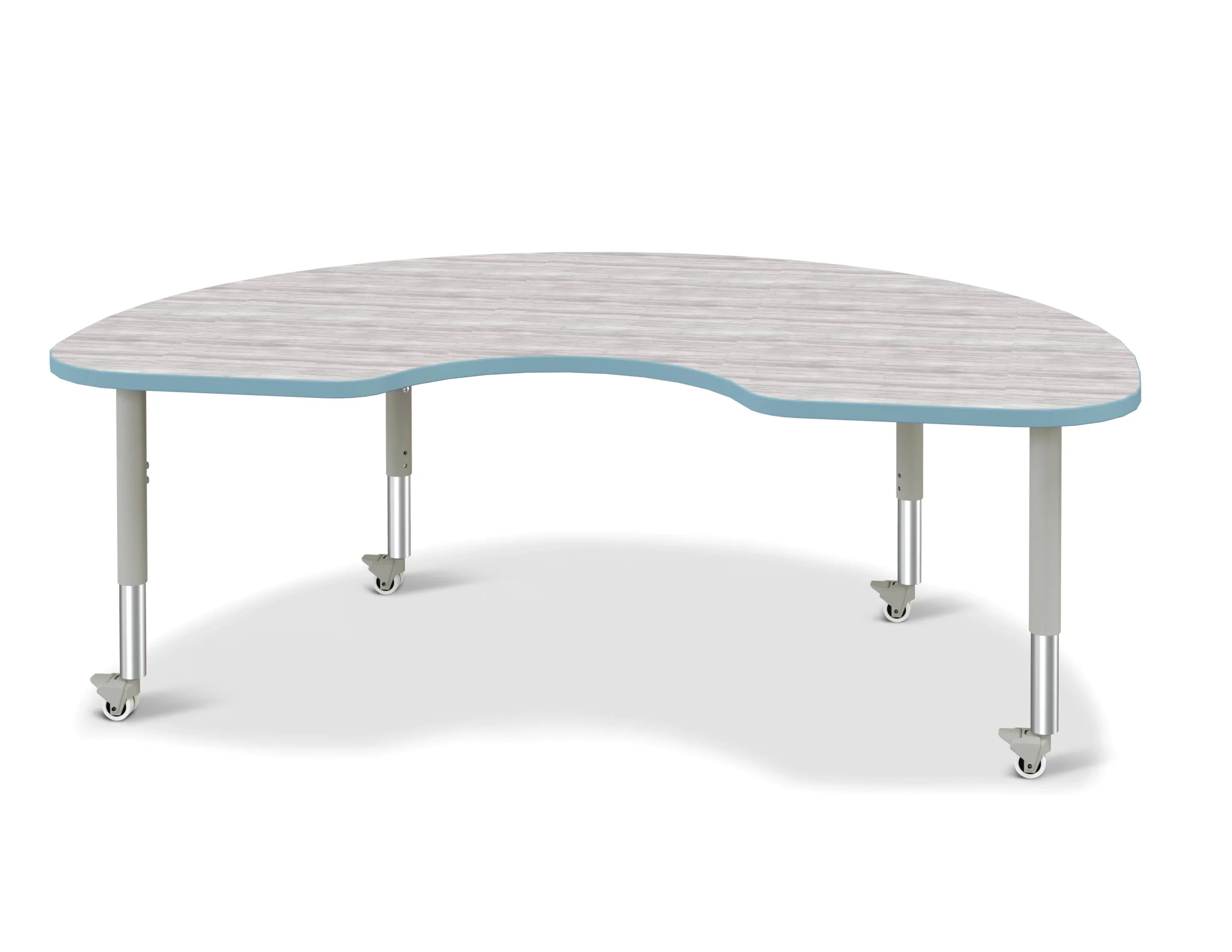 Berries® Kidney Activity Table - 48" X 72", Mobile - Driftwood Gray/Coastal Blue/Gray