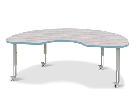 Berries® Kidney Activity Table - 48" X 72", Mobile - Driftwood Gray/Coastal Blue/Gray