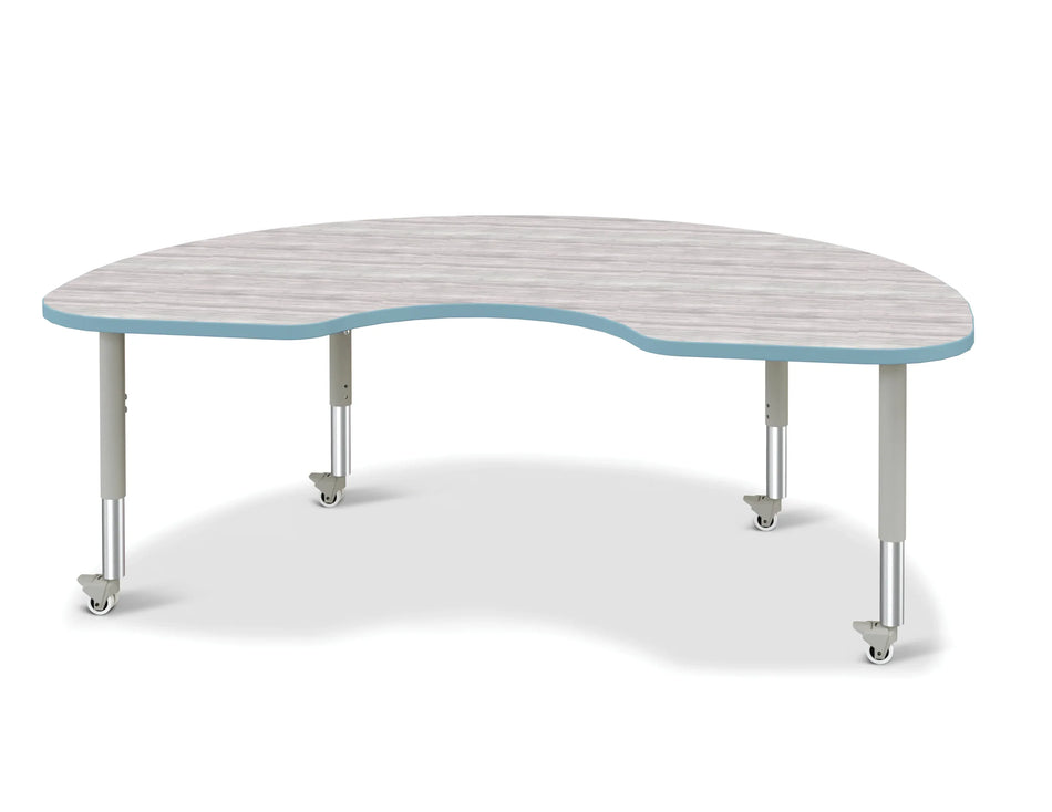 Berries® Kidney Activity Table - 48" X 72", Mobile - Driftwood Gray/Coastal Blue/Gray
