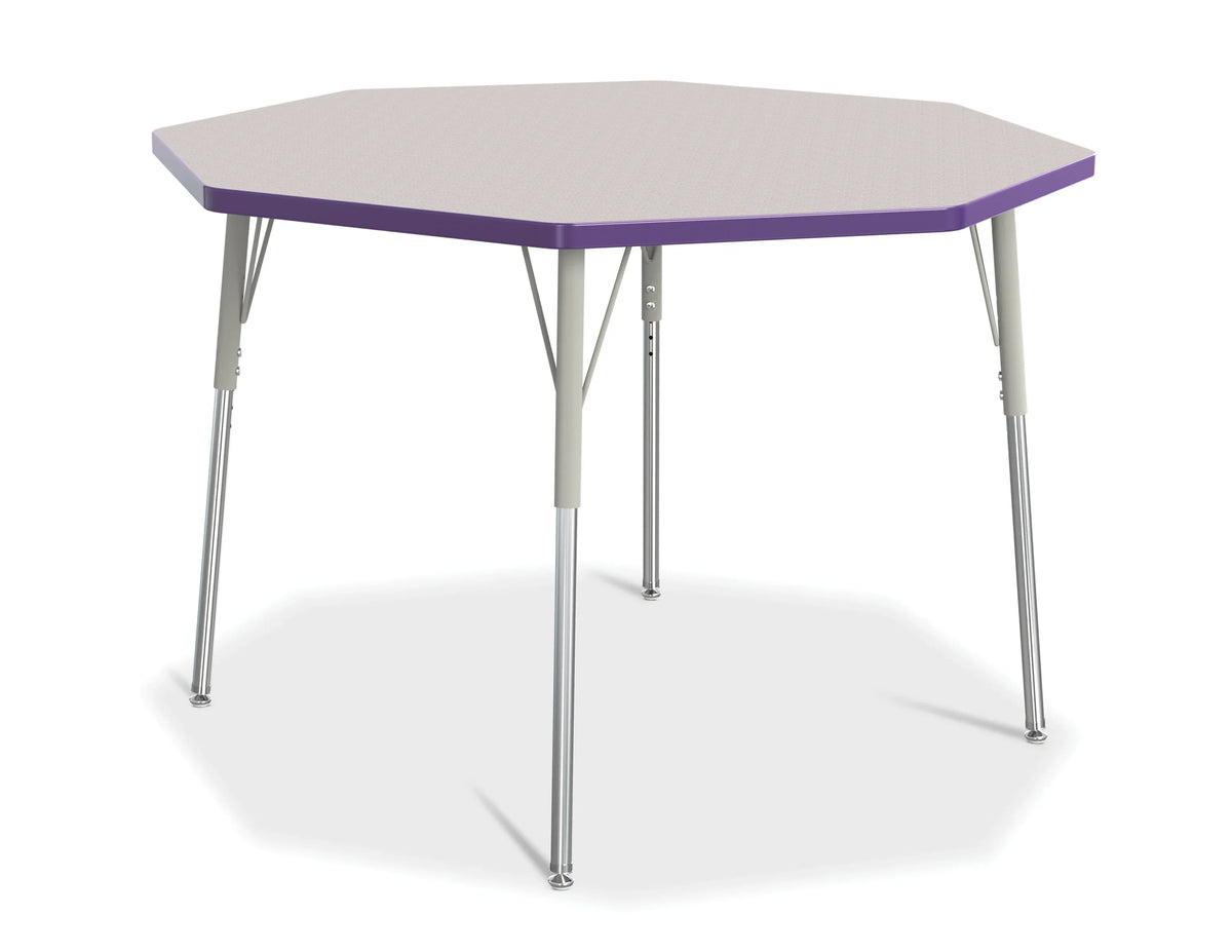 Berries® Octagon Activity Table - 48" X 48", A-height - Freckled Gray/Purple/Gray