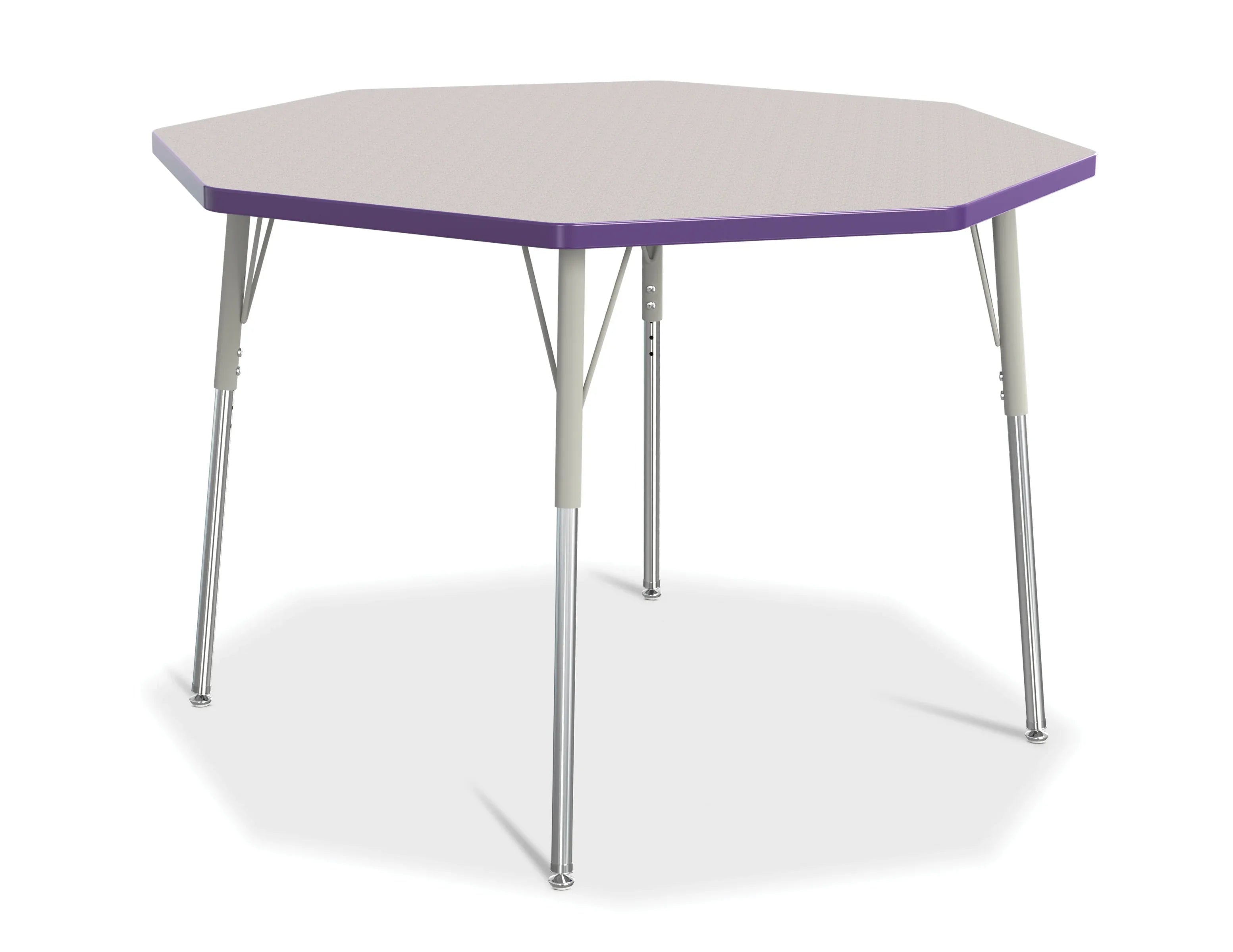 Berries® Octagon Activity Table - 48" X 48", A-height - Freckled Gray/Purple/Gray