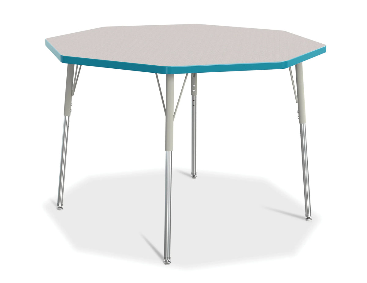 Berries® Octagon Activity Table - 48" X 48", A-height - Freckled Gray/Teal/Gray