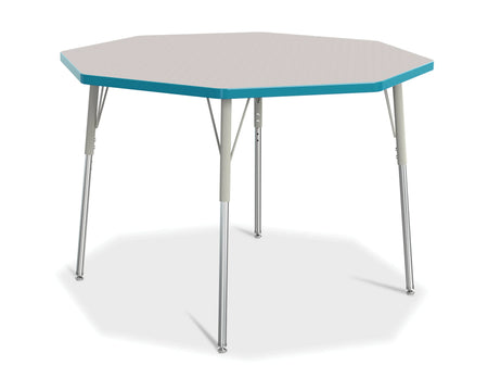 Berries® Octagon Activity Table - 48" X 48", A-height - Freckled Gray/Teal/Gray