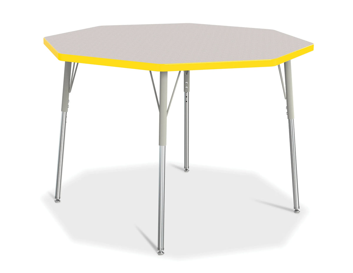 Berries® Octagon Activity Table - 48" X 48", A-height - Freckled Gray/Yellow/Gray