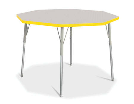Berries® Octagon Activity Table - 48" X 48", A-height - Freckled Gray/Yellow/Gray