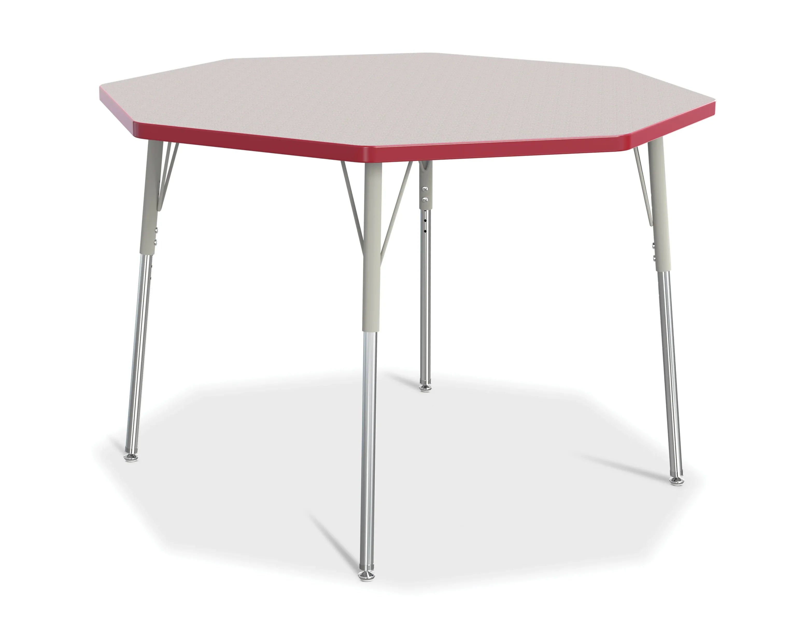Berries® Octagon Activity Table - 48" X 48", A-height - Freckled Gray/Red/Gray