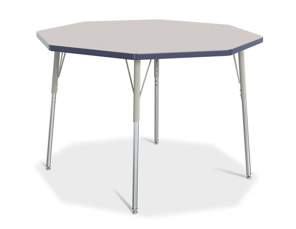 Berries® Octagon Activity Table - 48" X 48", A-height - Freckled Gray/Navy/Gray