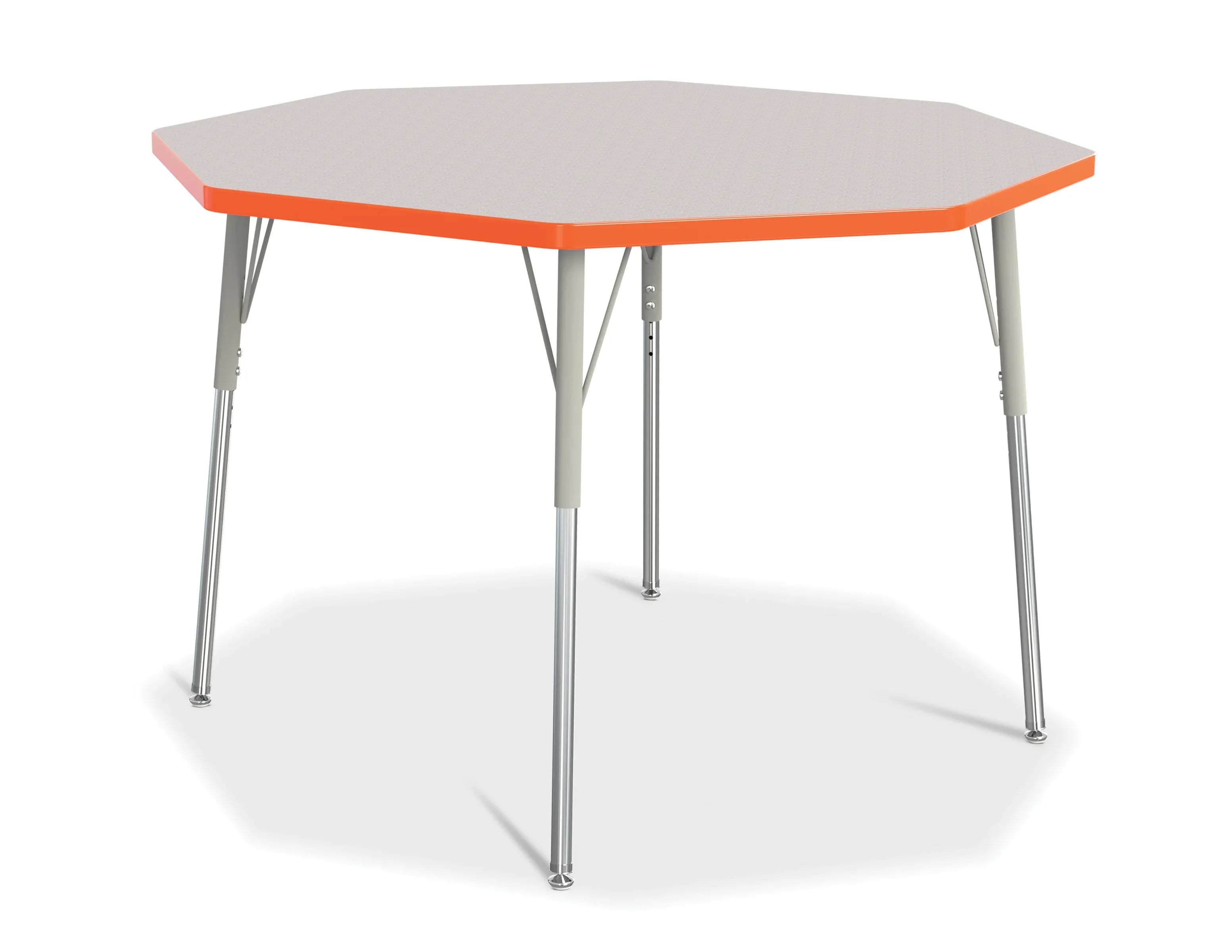 Berries® Octagon Activity Table - 48" X 48", A-height - Freckled Gray/Orange/Gray
