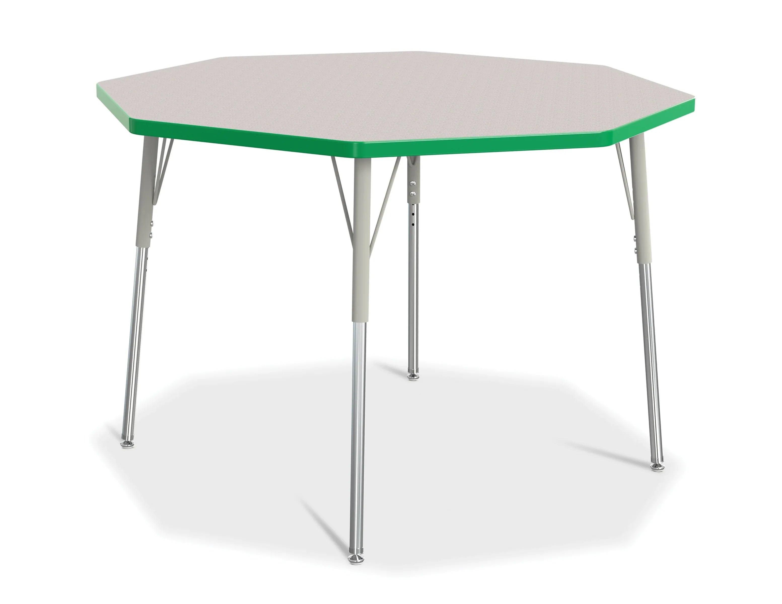 Berries® Octagon Activity Table - 48" X 48", A-height - Freckled Gray/Green/Gray