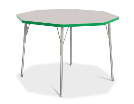 Berries® Octagon Activity Table - 48" X 48", A-height - Freckled Gray/Green/Gray