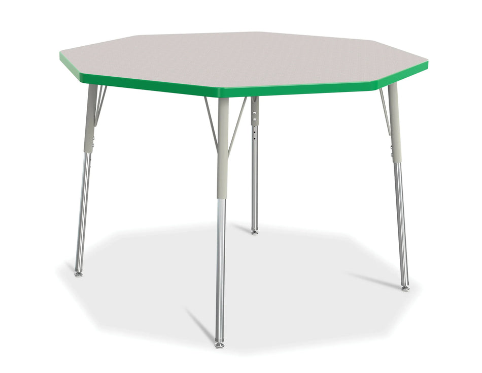 Berries® Octagon Activity Table - 48" X 48", A-height - Freckled Gray/Green/Gray