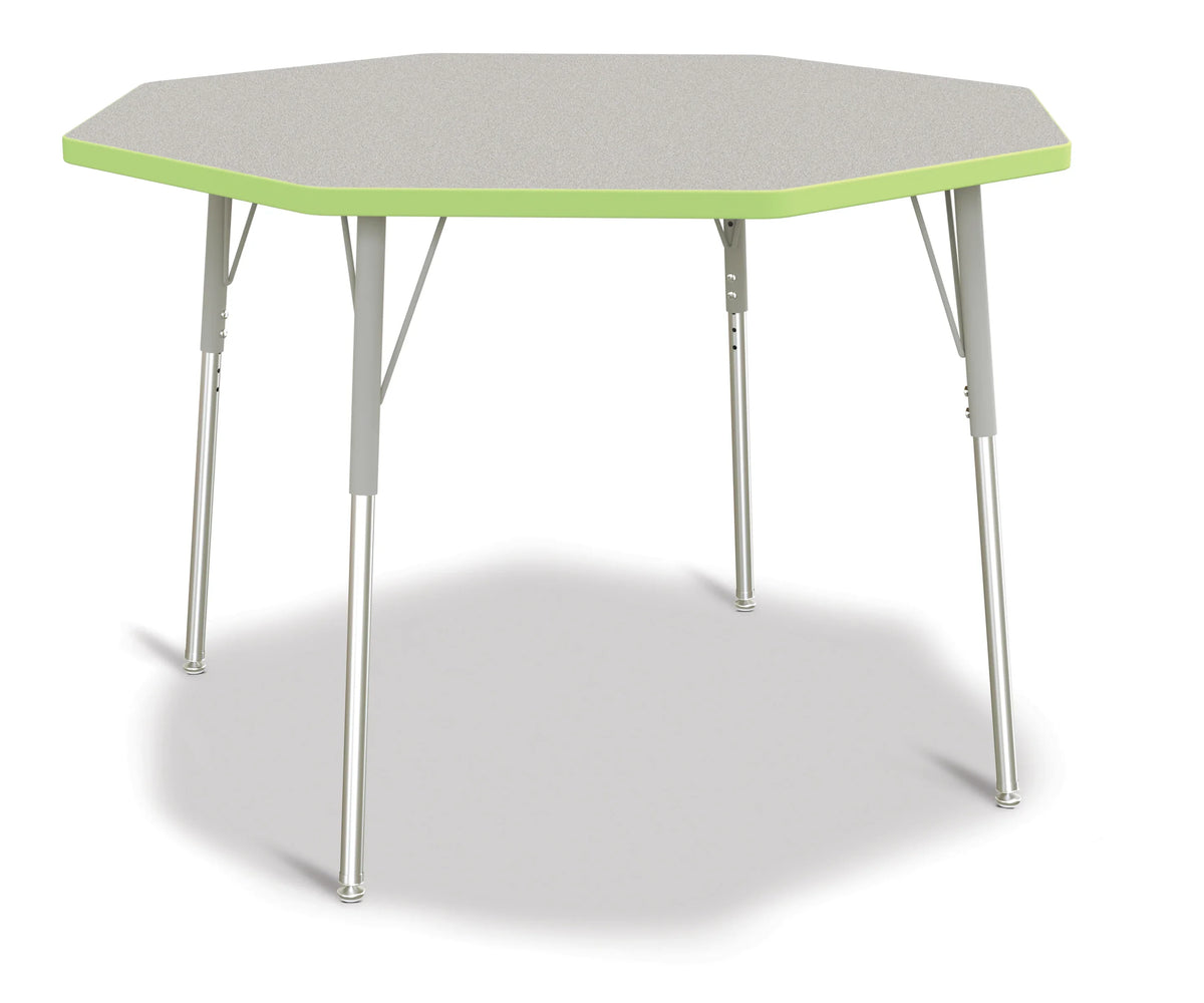 Berries® Octagon Activity Table - 48" X 48", A-height - Freckled Gray/Key Lime/Gray