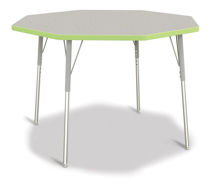 Berries® Octagon Activity Table - 48" X 48", A-height - Freckled Gray/Key Lime/Gray