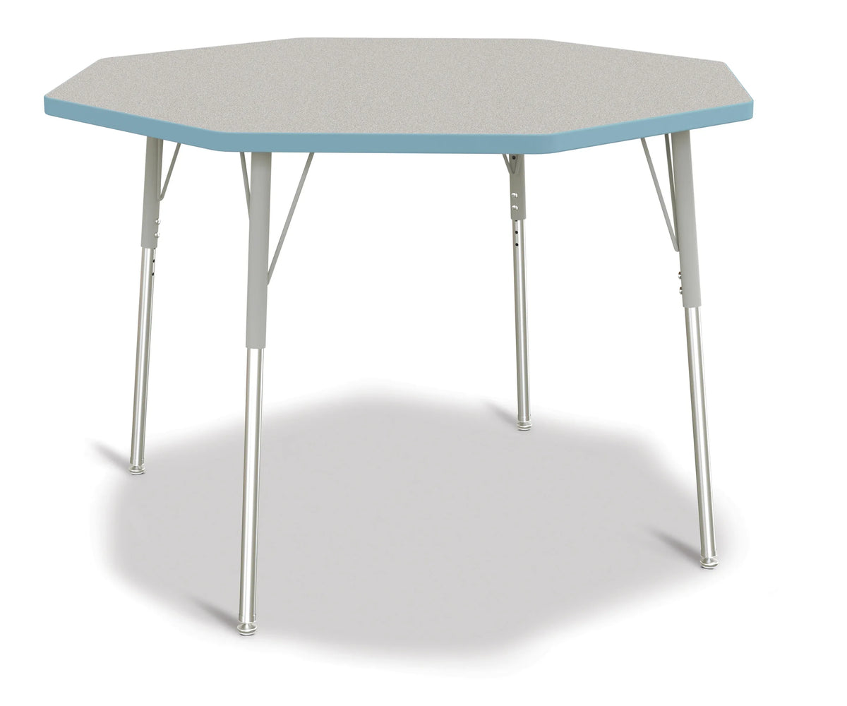 Berries® Octagon Activity Table - 48" X 48", A-height - Freckled Gray/Coastal Blue/Gray