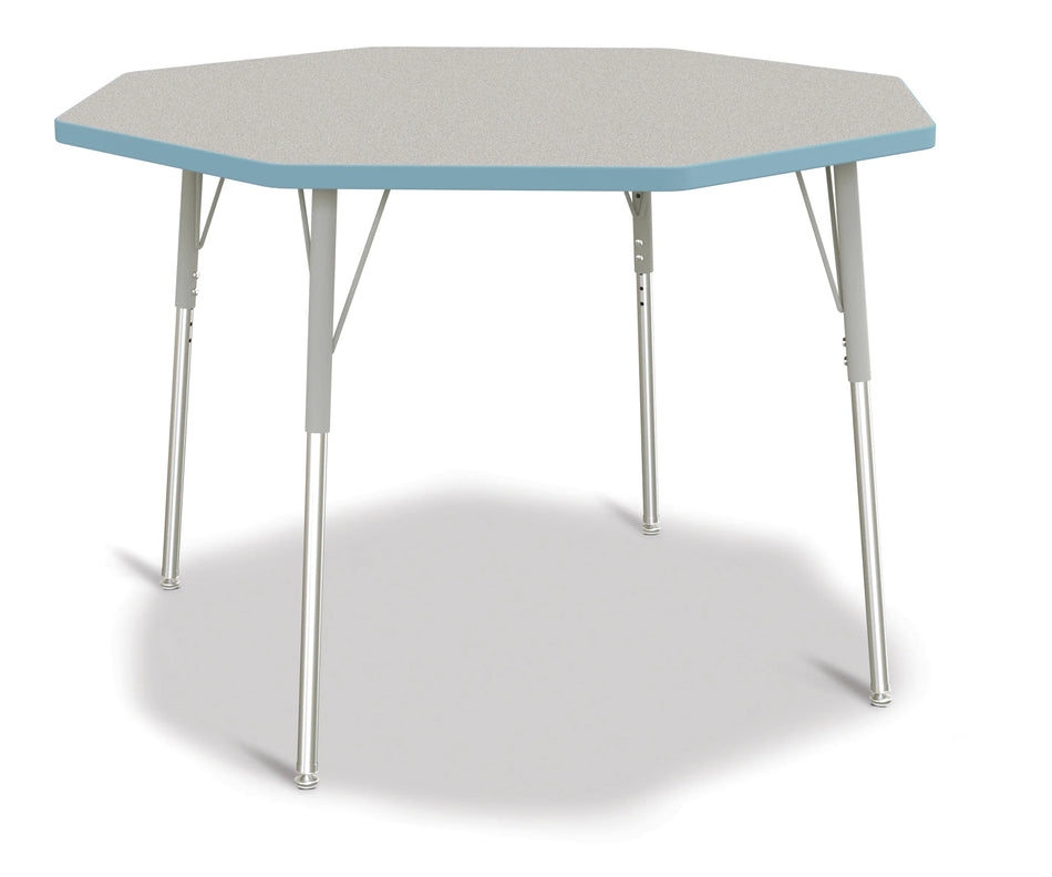Berries® Octagon Activity Table - 48" X 48", A-height - Freckled Gray/Coastal Blue/Gray