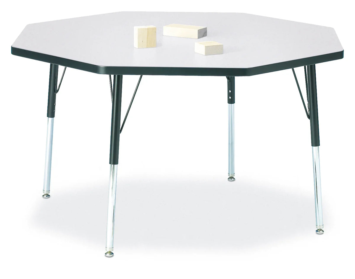 Berries® Octagon Activity Table - 48" X 48", A-height - Freckled Gray/Black/Black