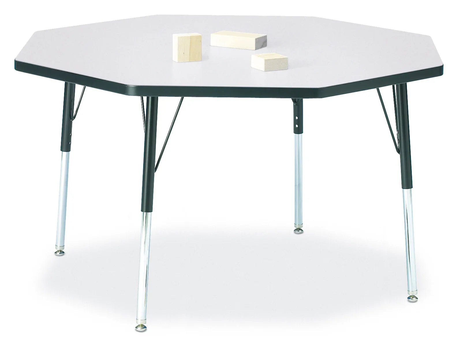 Berries® Octagon Activity Table - 48" X 48", A-height - Freckled Gray/Black/Black