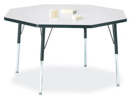 Berries® Octagon Activity Table - 48" X 48", A-height - Freckled Gray/Black/Black