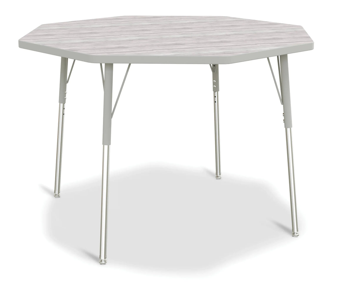 Berries® Octagon Activity Table - 48" X 48", A-height - Driftwood Gray/Gray/Gray