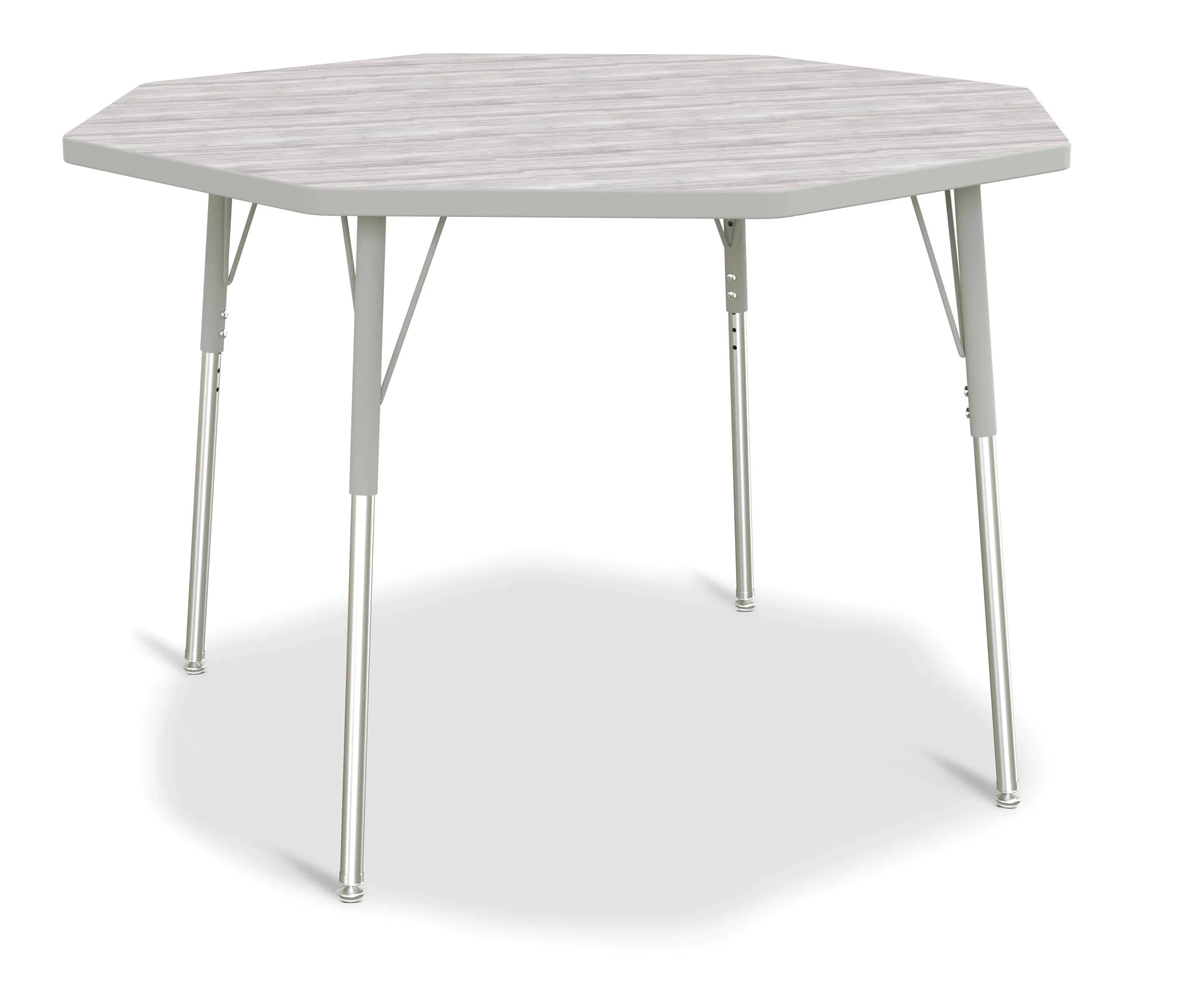 Berries® Octagon Activity Table - 48" X 48", A-height - Driftwood Gray/Gray/Gray