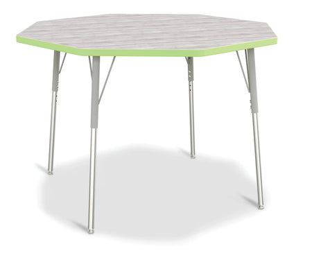 Berries® Octagon Activity Table - 48" X 48", A-height - Driftwood Gray/Key Lime/Gray
