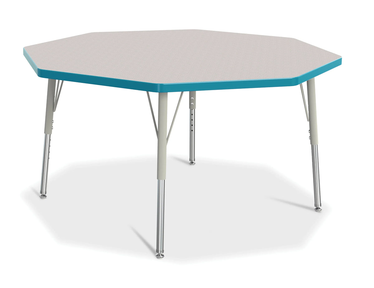Berries® Octagon Activity Table - 48" X 48", E-height - Freckled Gray/Teal/Gray