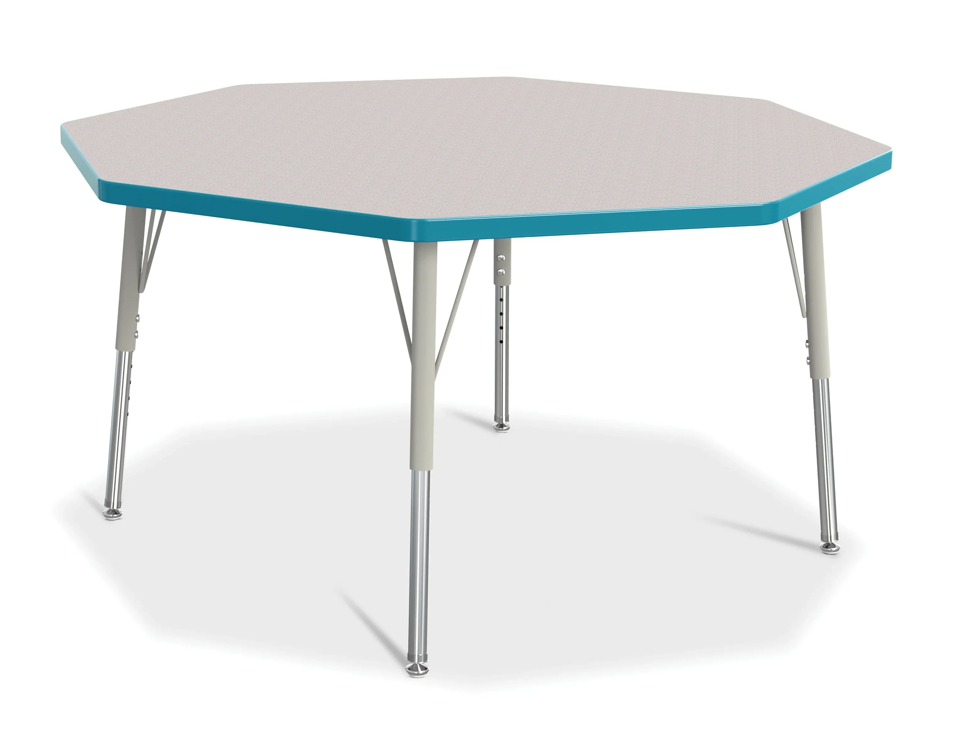 Berries® Octagon Activity Table - 48" X 48", E-height - Freckled Gray/Teal/Gray