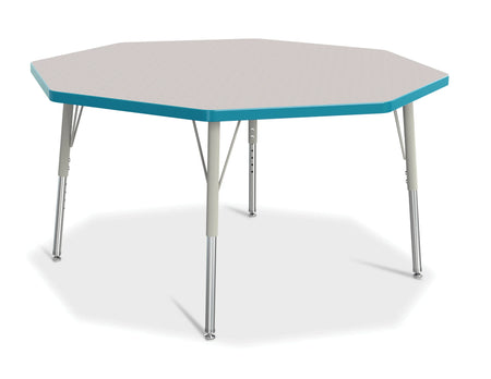 Berries® Octagon Activity Table - 48" X 48", E-height - Freckled Gray/Teal/Gray