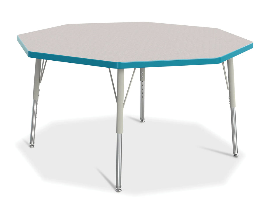 Berries® Octagon Activity Table - 48" X 48", E-height - Freckled Gray/Teal/Gray