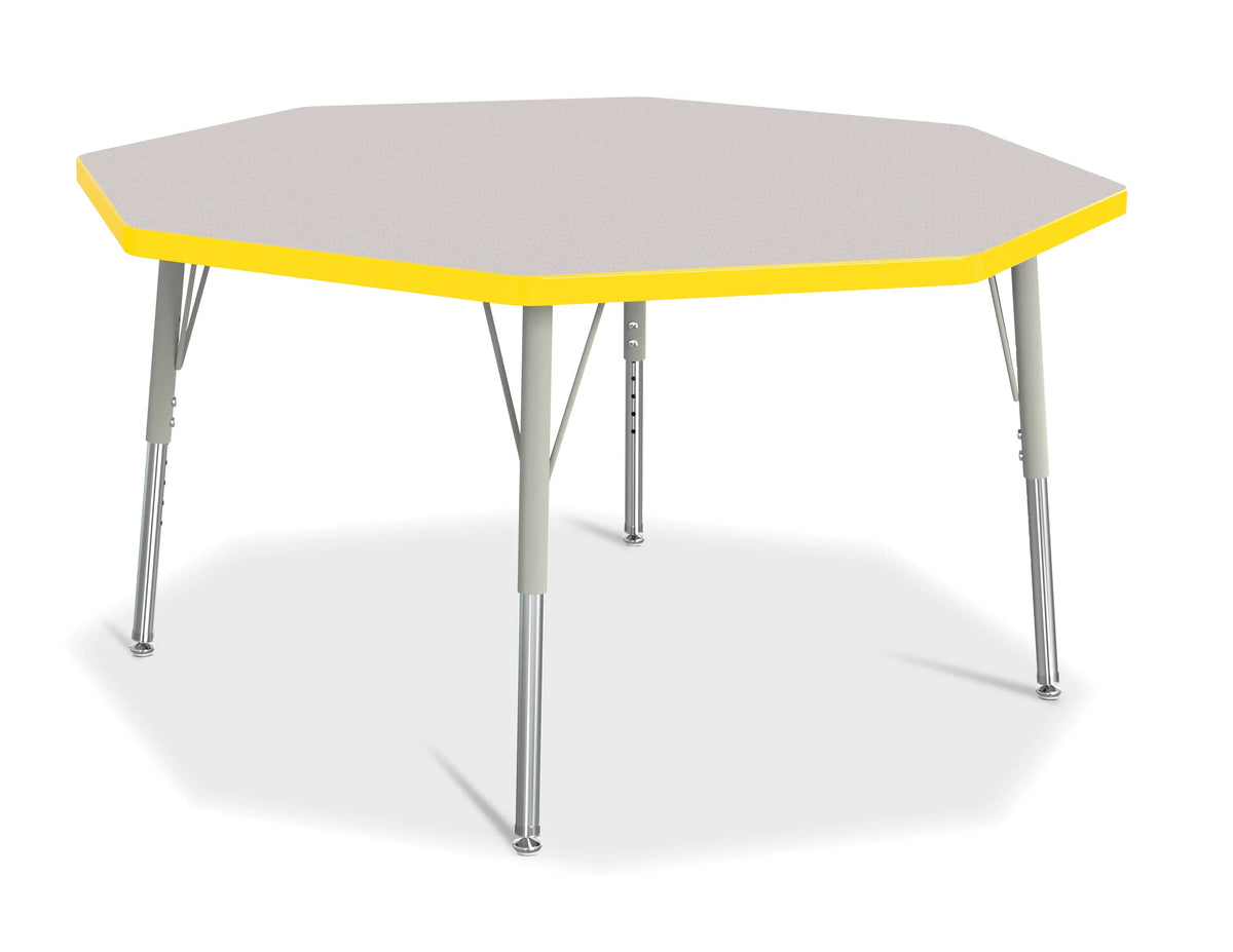 Berries® Octagon Activity Table - 48" X 48", E-height - Freckled Gray/Yellow/Gray