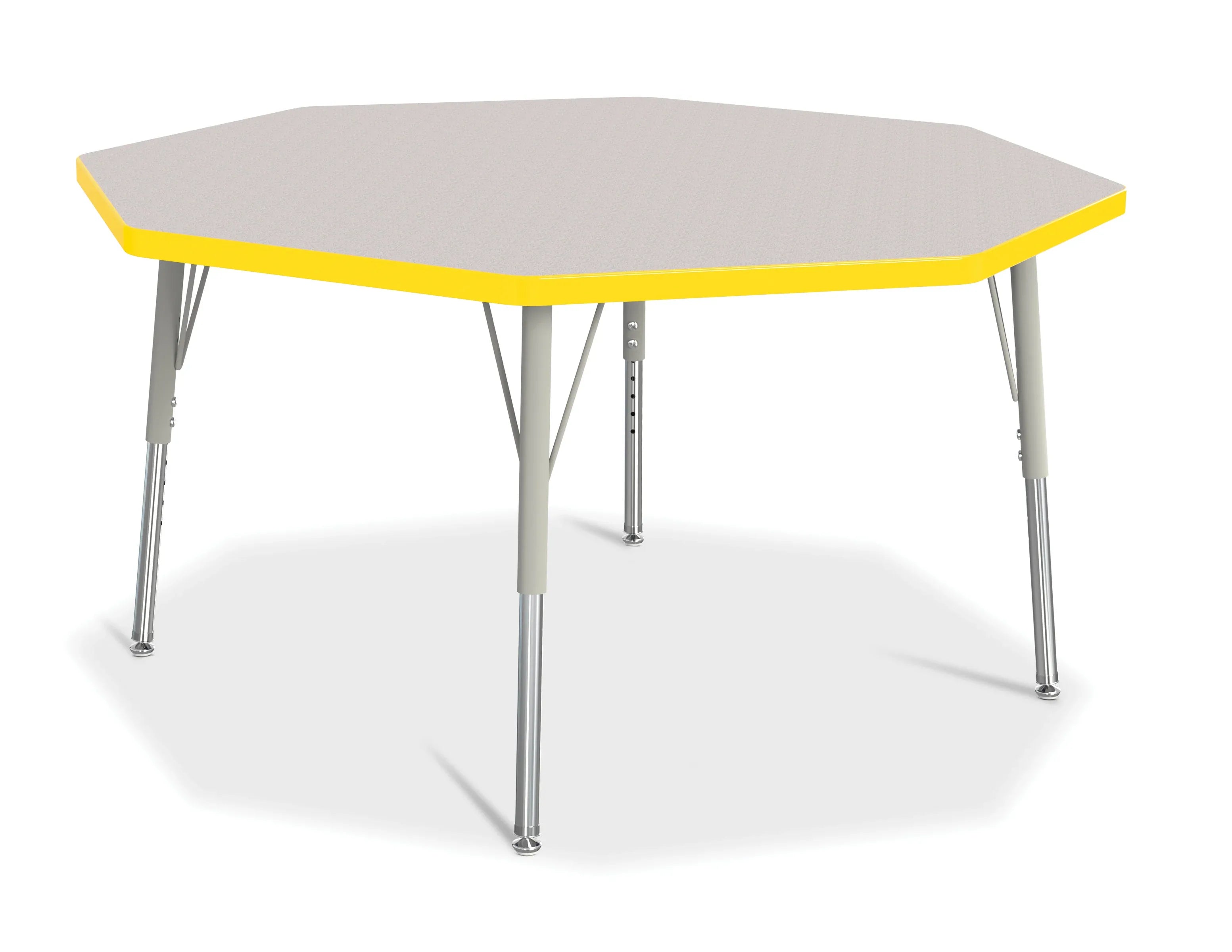 Berries® Octagon Activity Table - 48" X 48", E-height - Freckled Gray/Yellow/Gray