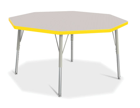 Berries® Octagon Activity Table - 48" X 48", E-height - Freckled Gray/Yellow/Gray