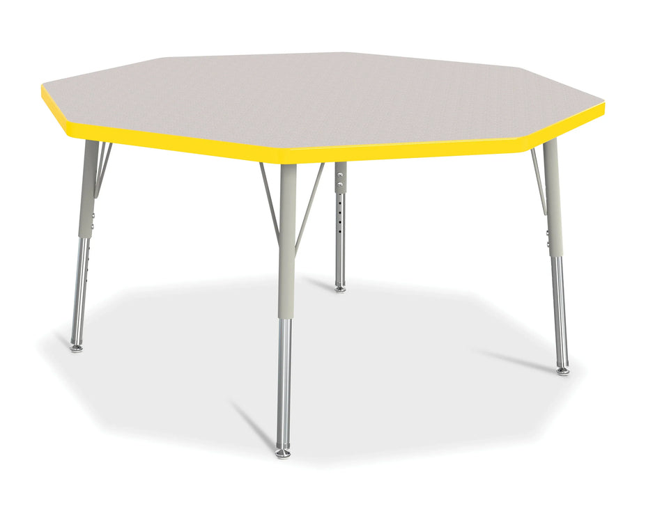 Berries® Octagon Activity Table - 48" X 48", E-height - Freckled Gray/Yellow/Gray
