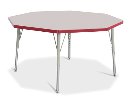 Berries® Octagon Activity Table - 48" X 48", E-height - Freckled Gray/Red/Gray