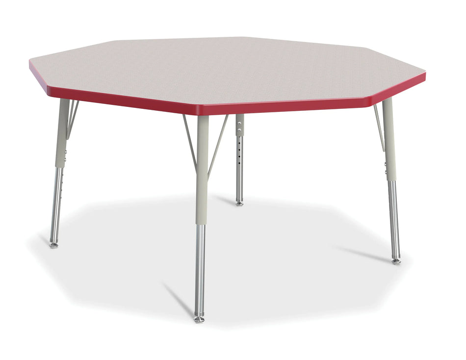 Berries® Octagon Activity Table - 48" X 48", E-height - Freckled Gray/Red/Gray