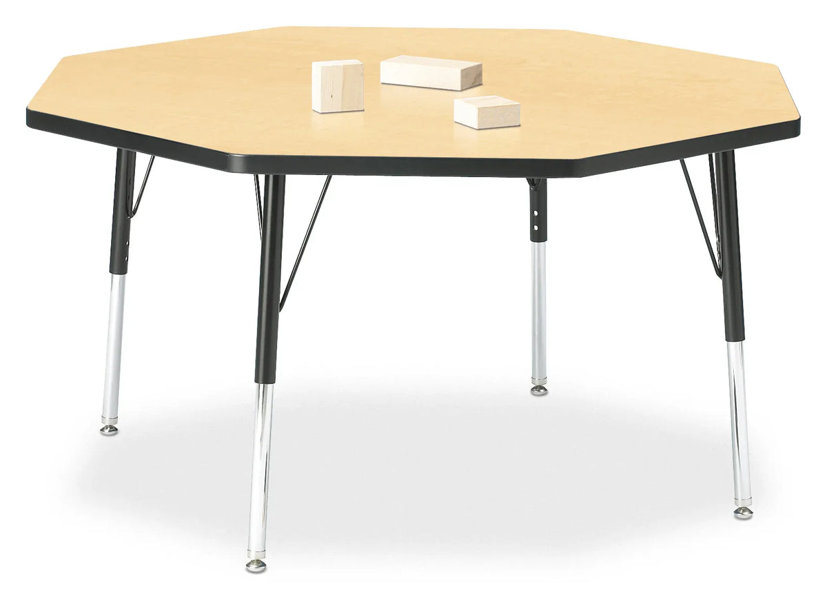 Berries® Octagon Activity Table - 48" X 48", E-height - Maple/Black/Black