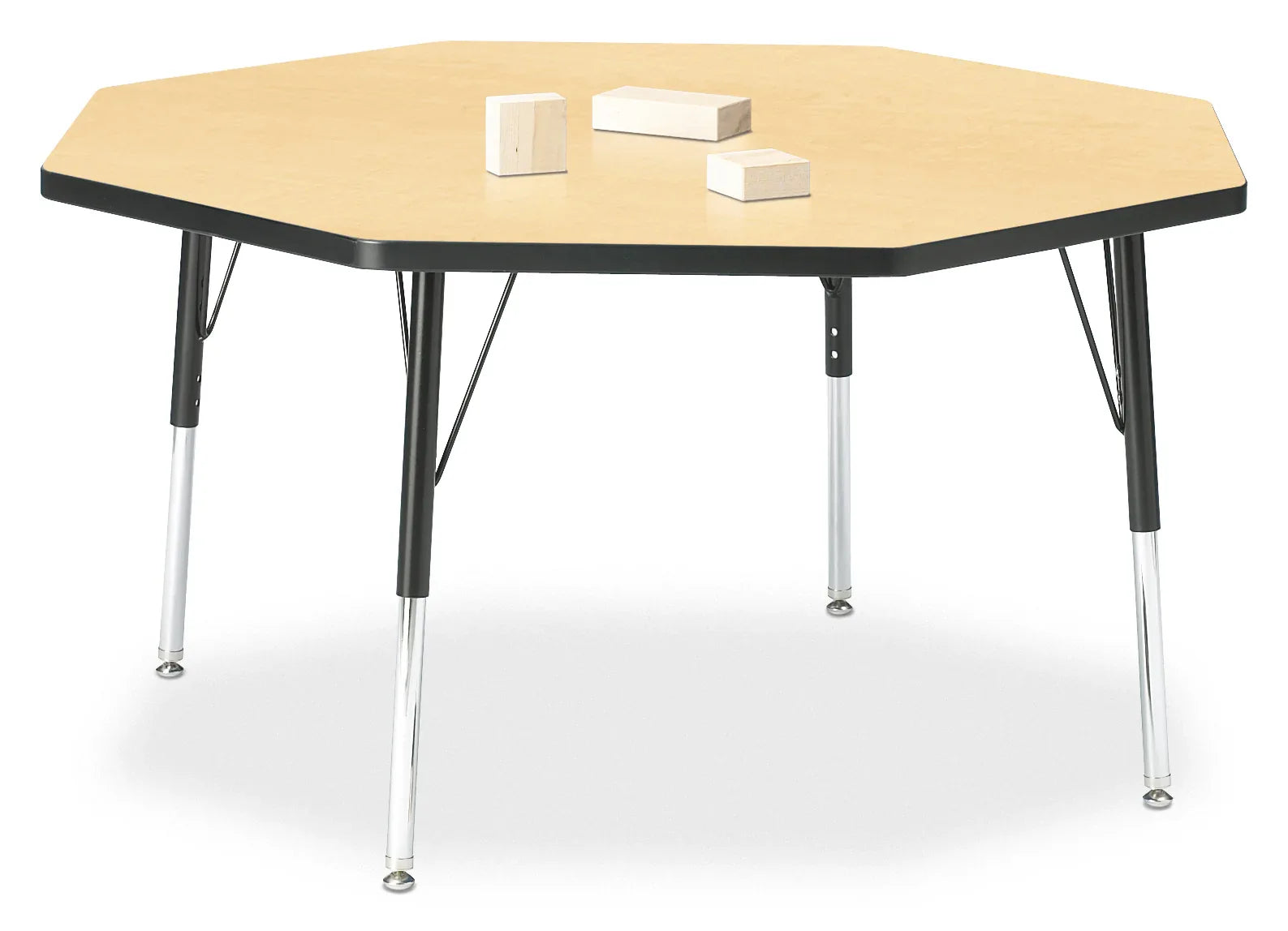 Berries® Octagon Activity Table - 48" X 48", E-height - Maple/Black/Black