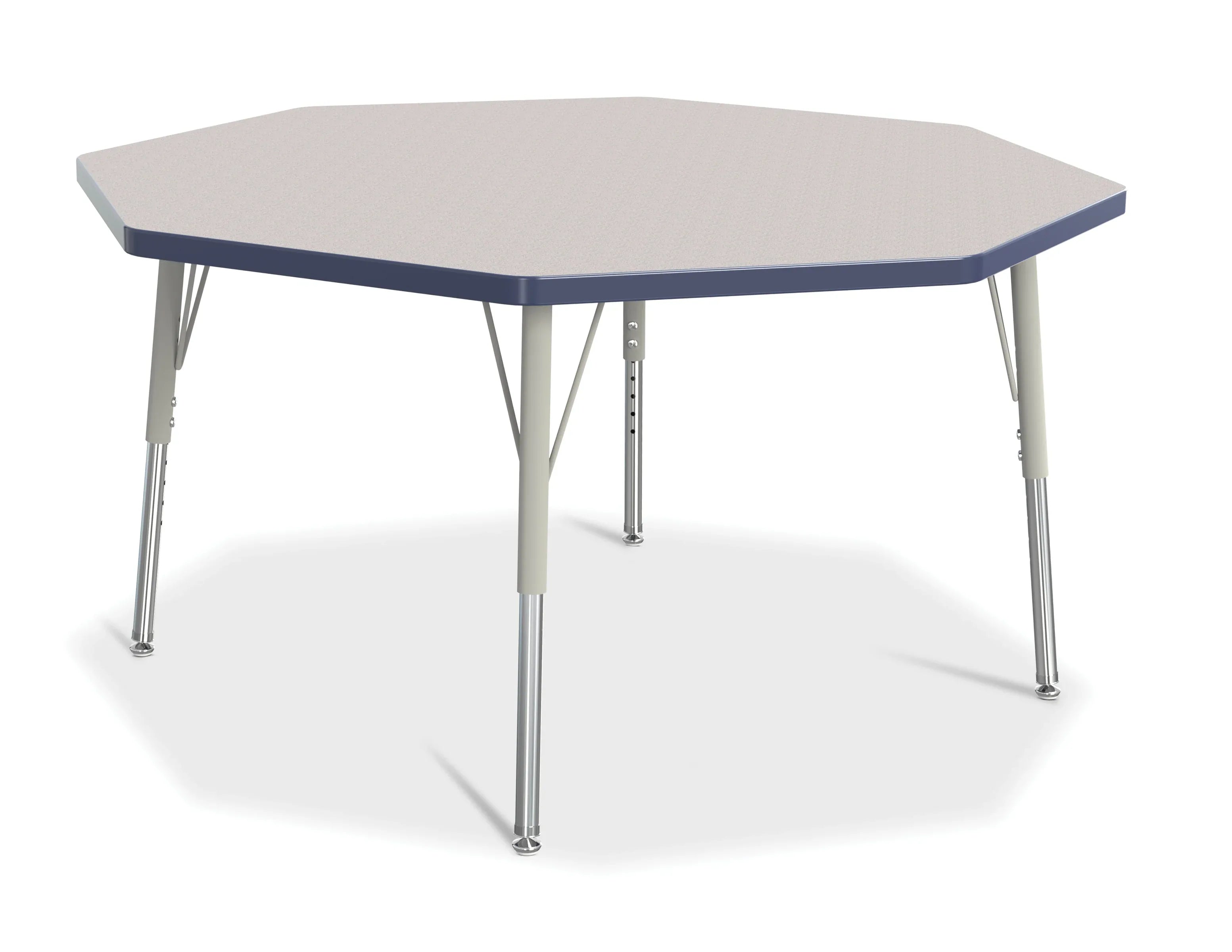 Berries® Octagon Activity Table - 48" X 48", E-height - Freckled Gray/Navy/Gray