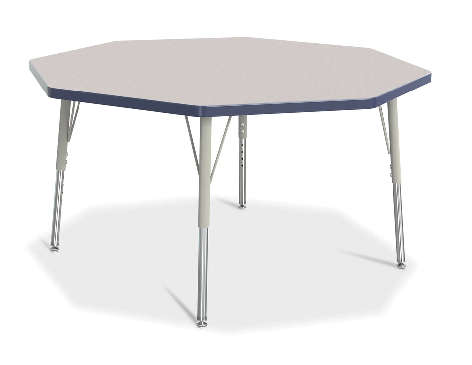 Berries® Octagon Activity Table - 48" X 48", E-height - Freckled Gray/Navy/Gray
