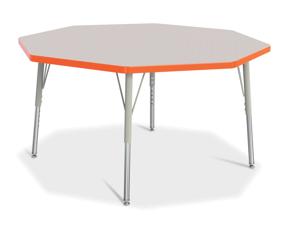 Berries® Octagon Activity Table - 48" X 48", E-height - Freckled Gray/Orange/Gray